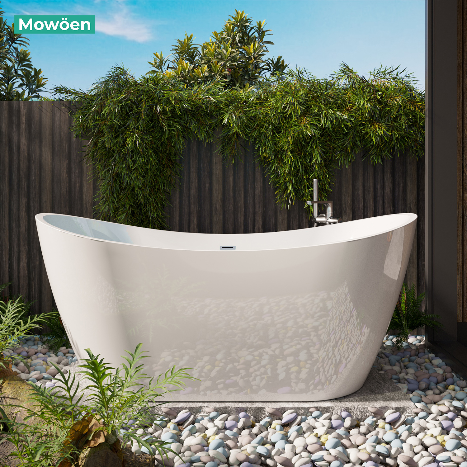 Bồn tắm đặt sàn 1.6m CURVED MOWOEN MW8207B-160