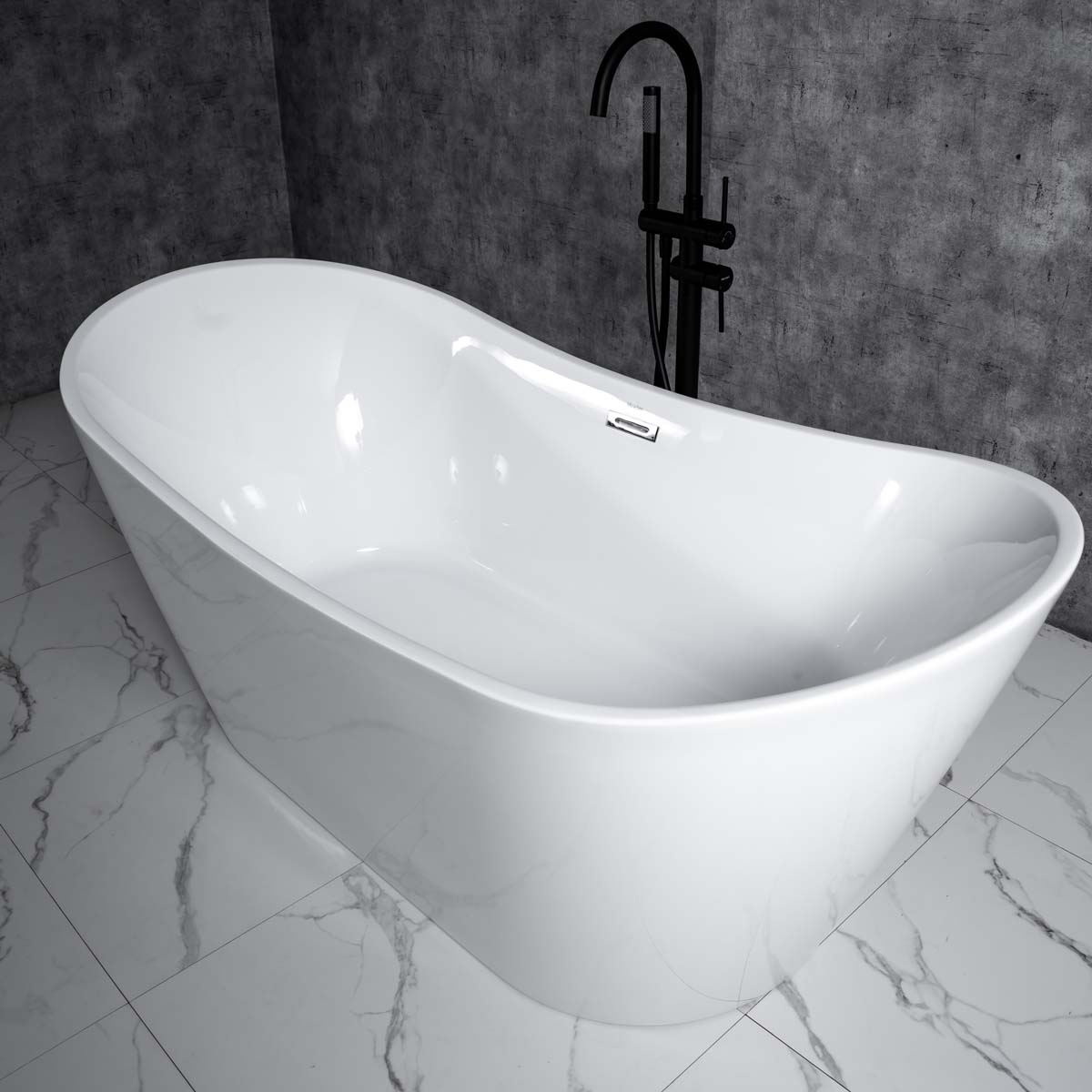 Bồn tắm đặt sàn 1.6m CURVED MOWOEN MW8207B-160