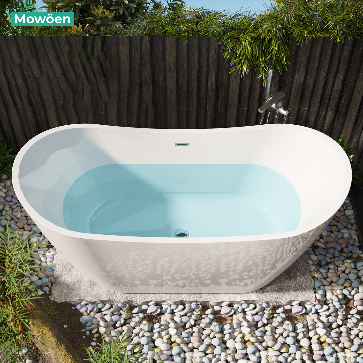 Bồn tắm đặt sàn 1.6m CURVED MOWOEN MW8207B-160