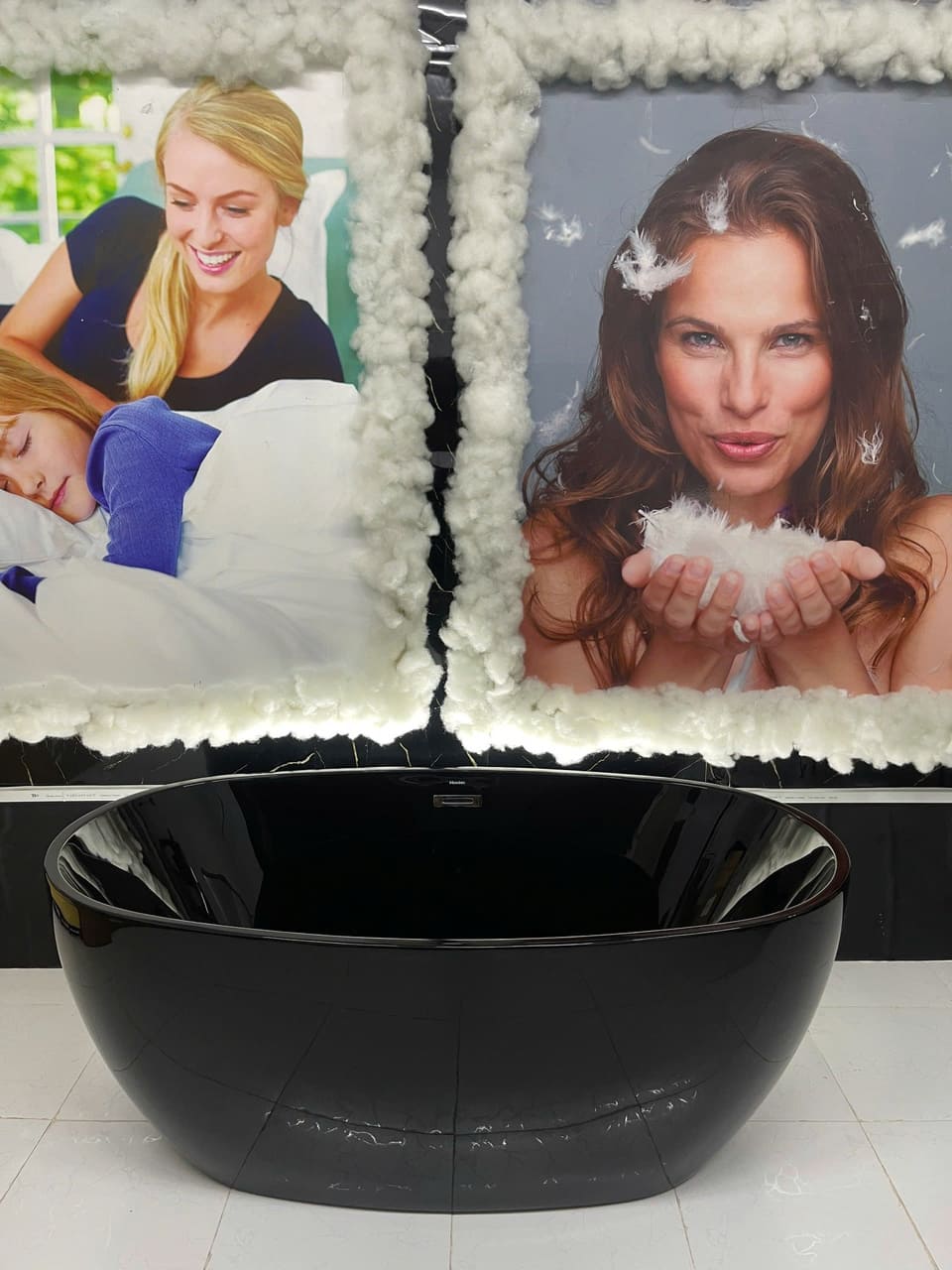 Bồn tắm đặt sàn 1.5m màu đen MOWOEN MW8223B-150