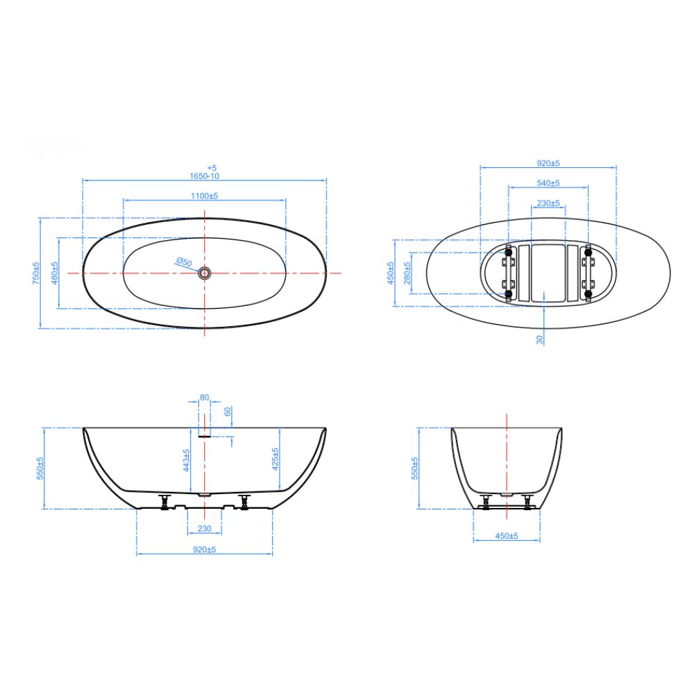 Bồn tắm đặt sàn 1.65m MOWOEN MW8223P-165