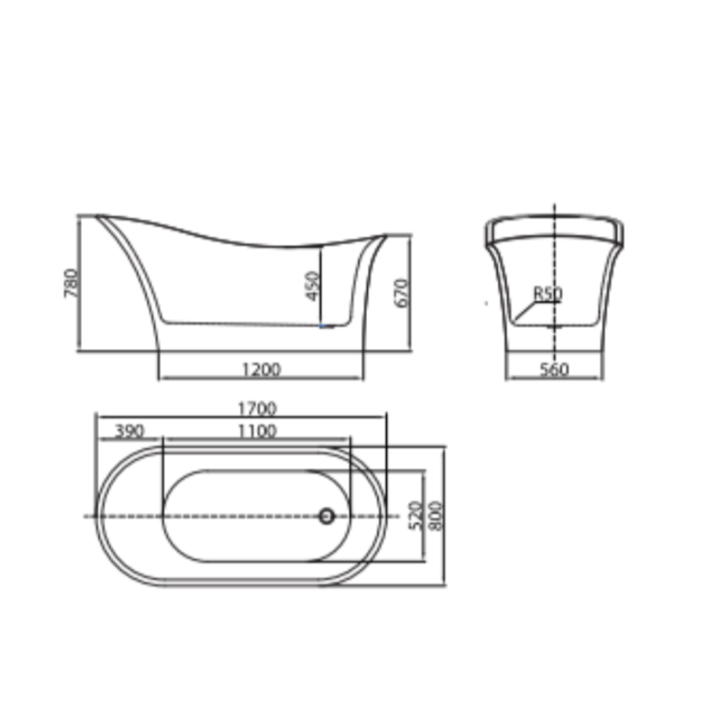 Bồn tắm đặt sàn 1.7m MOWOEN MW8308-170