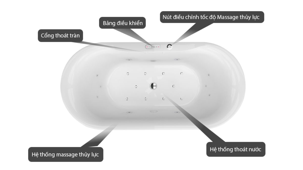 Bồn tắm đặt sàn massage 1.7m MOWOEN MW8309BHB-170