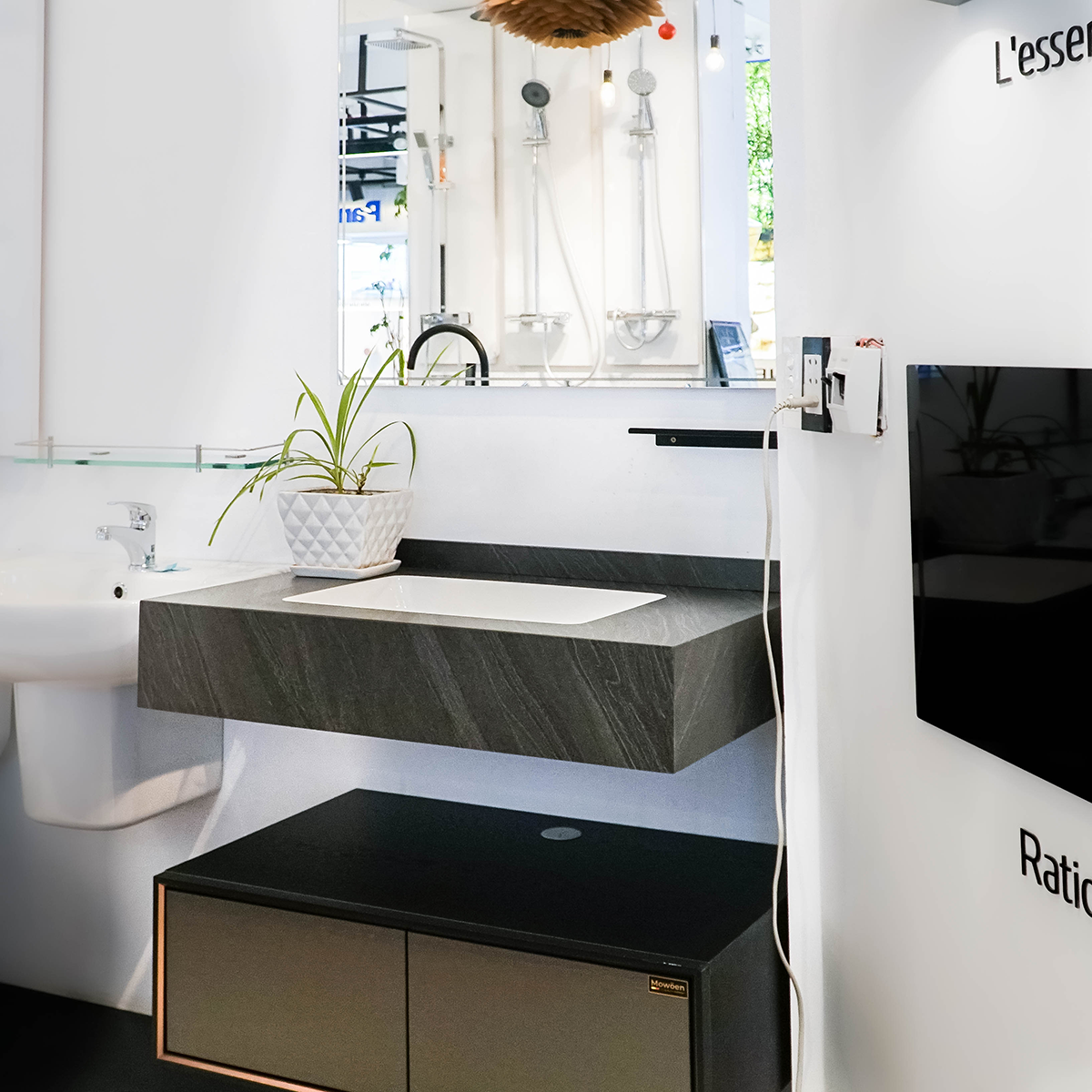 Bộ tủ chậu và tủ gương led size 800mm MOWOEN MW6630R-80SB