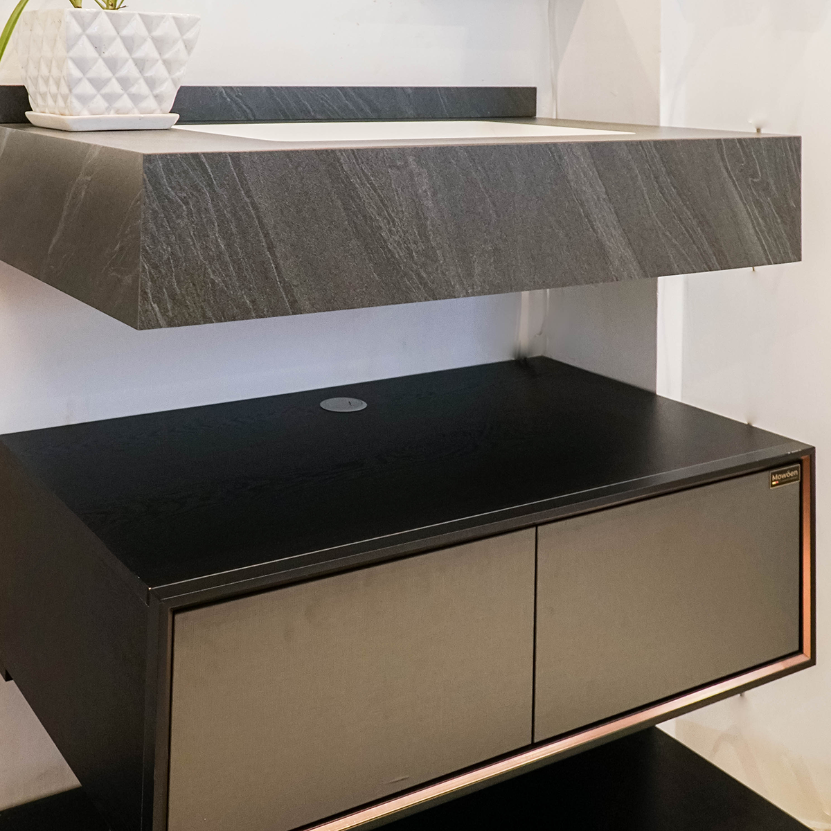 Bộ tủ chậu và tủ gương led size 800mm MOWOEN MW6630R-80SB