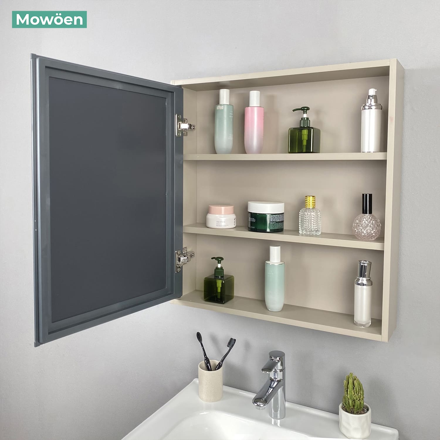 Bộ tủ chậu và tủ gương size 600 mm MOWOEN MW2702-60PVC