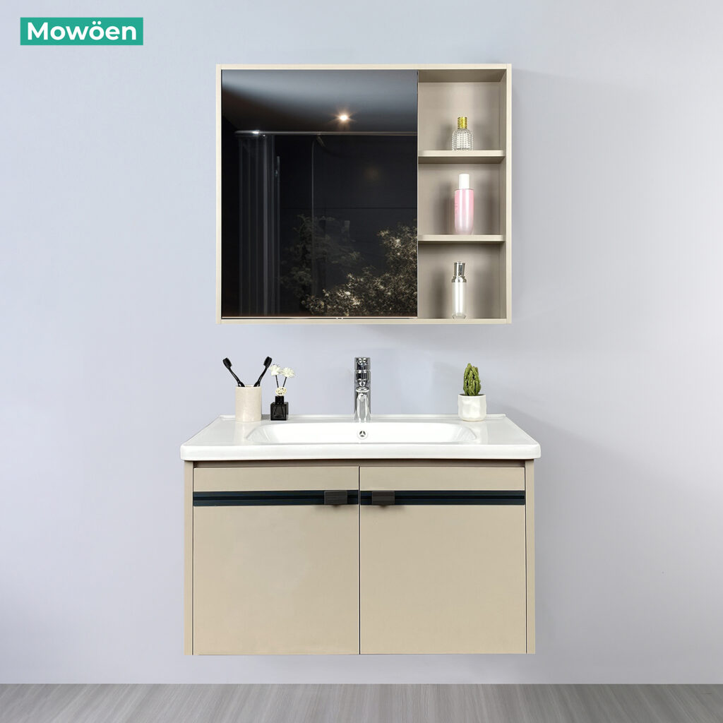Bộ tủ chậu và tủ gương size 800 mm MOWOEN MW2702-80PVC