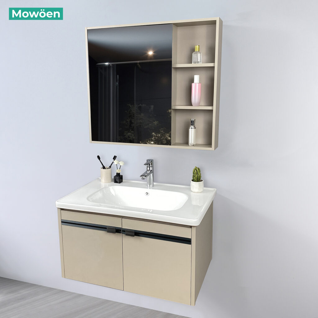 Bộ tủ chậu và tủ gương size 800 mm MOWOEN MW2702-80PVC