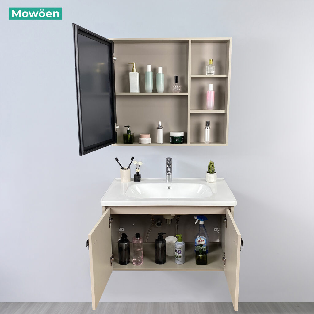 Bộ tủ chậu và tủ gương size 800 mm MOWOEN MW2702-80PVC