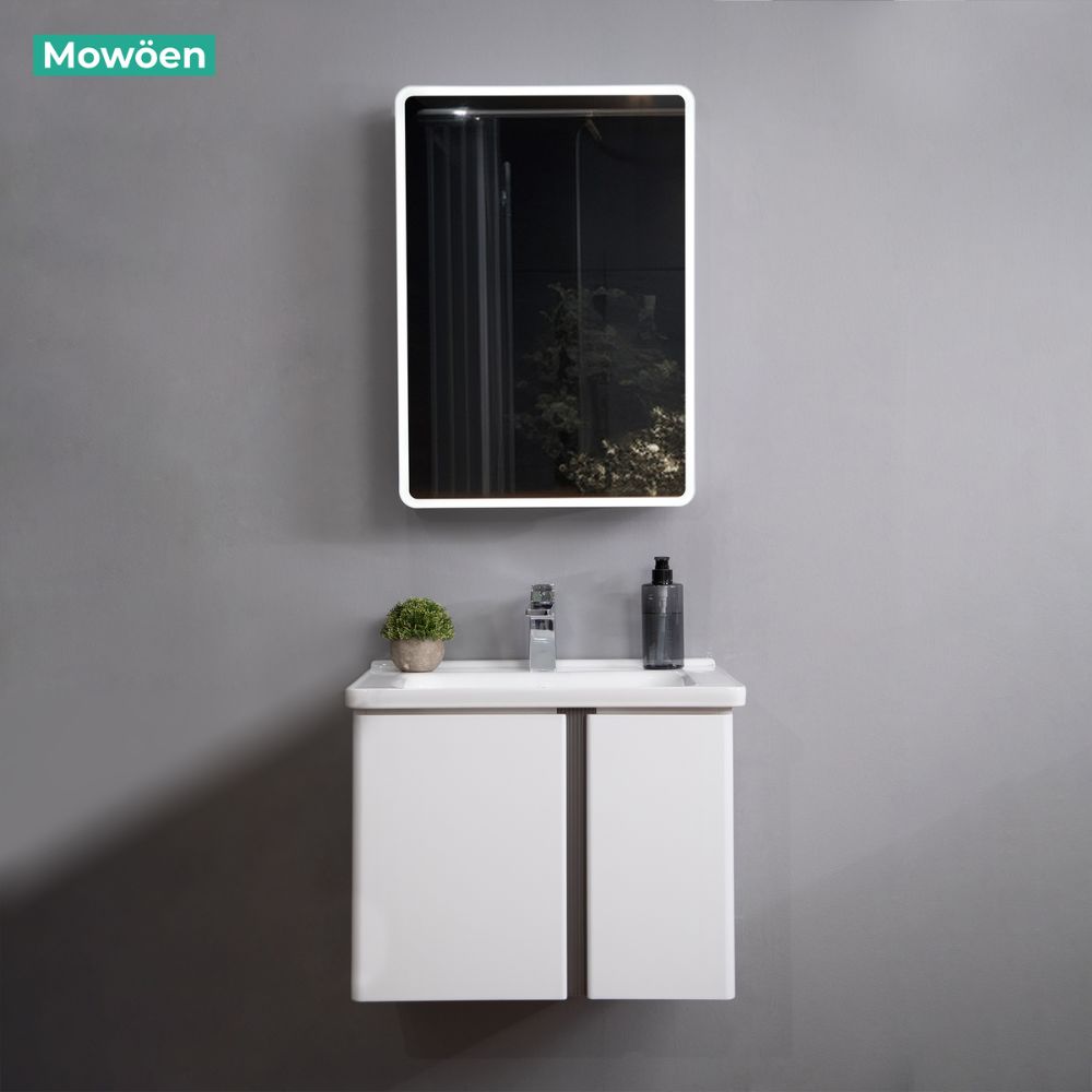 Bộ tủ chậu và tủ gương led size 600 mm MOWOEN MW2703-60PVC