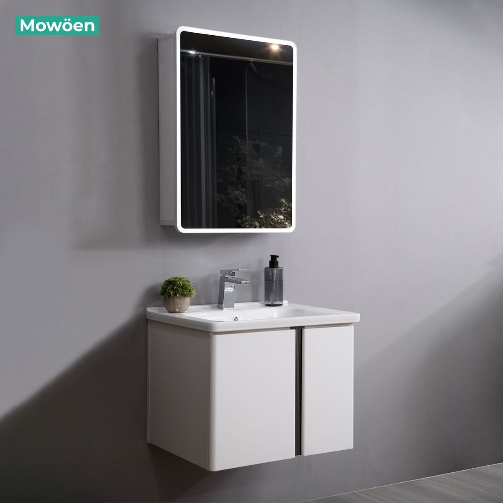 Bộ tủ chậu và tủ gương led size 600 mm MOWOEN MW2703-60PVC