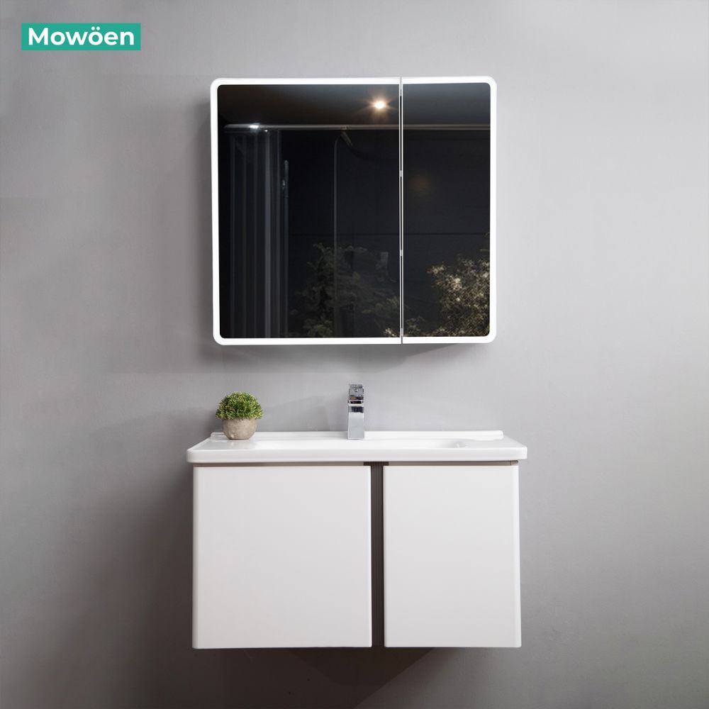 Bộ tủ chậu và tủ gương led size 800 mm MOWOEN MW2703-80PVC