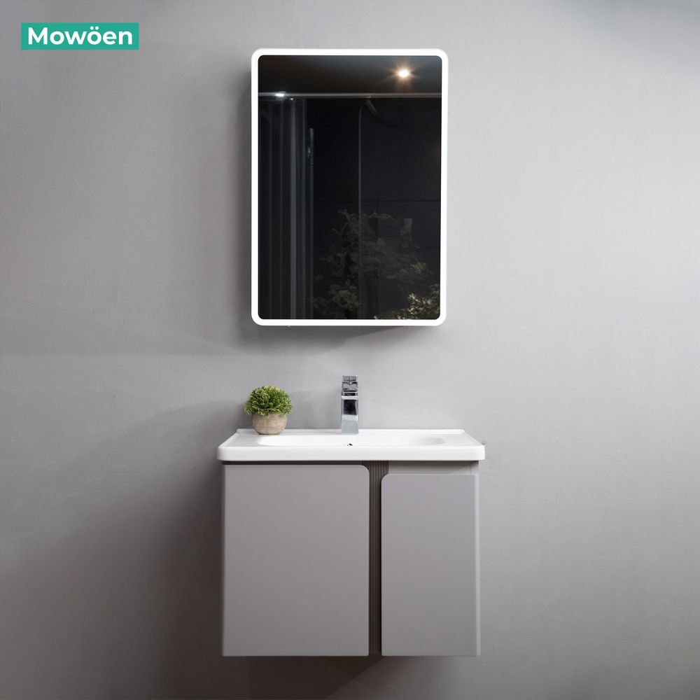 Bộ tủ chậu và tủ gương led size 600 mm MOWOEN MW2705-60PVC