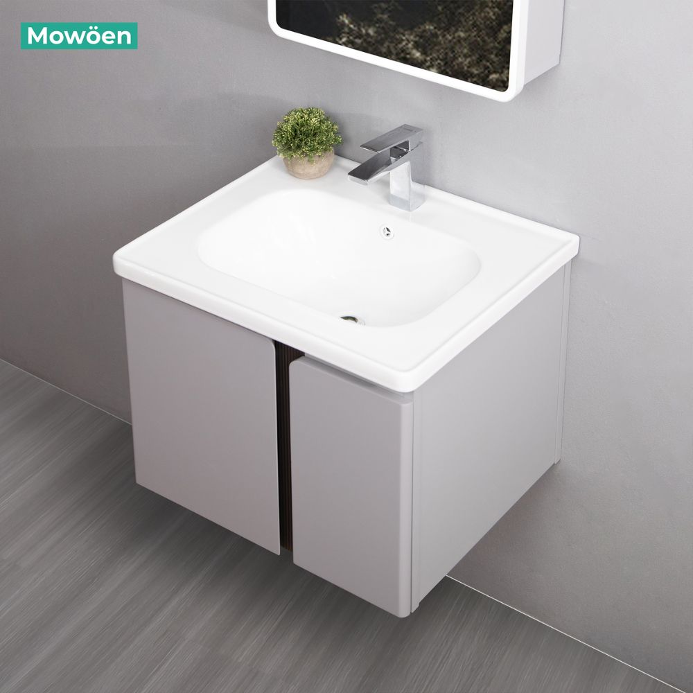 Bộ tủ chậu và tủ gương led size 600 mm MOWOEN MW2705-60PVC