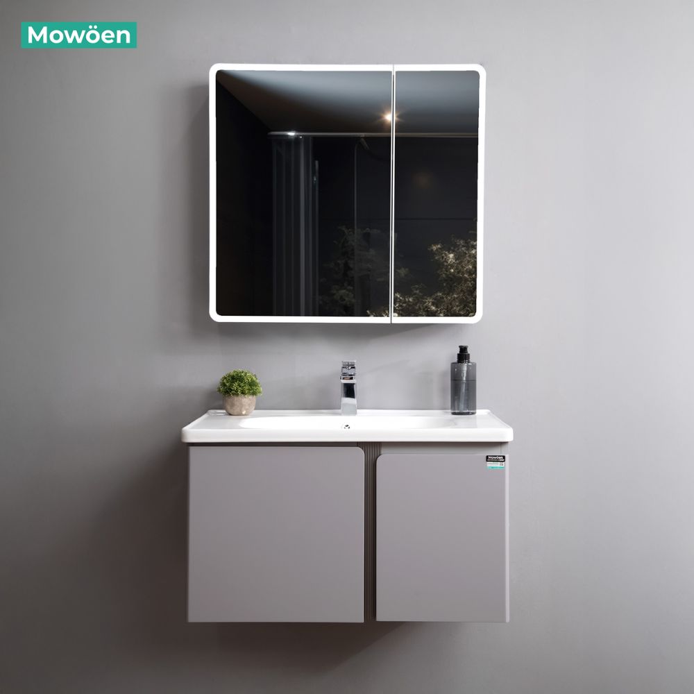 Bộ tủ chậu và tủ gương led size 800 mm MOWOEN MW2705-80PVC