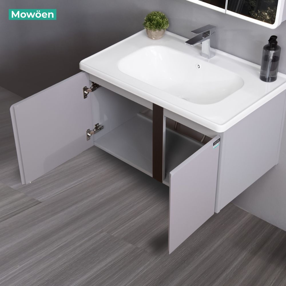 Bộ tủ chậu và tủ gương led size 800 mm MOWOEN MW2705-80PVC