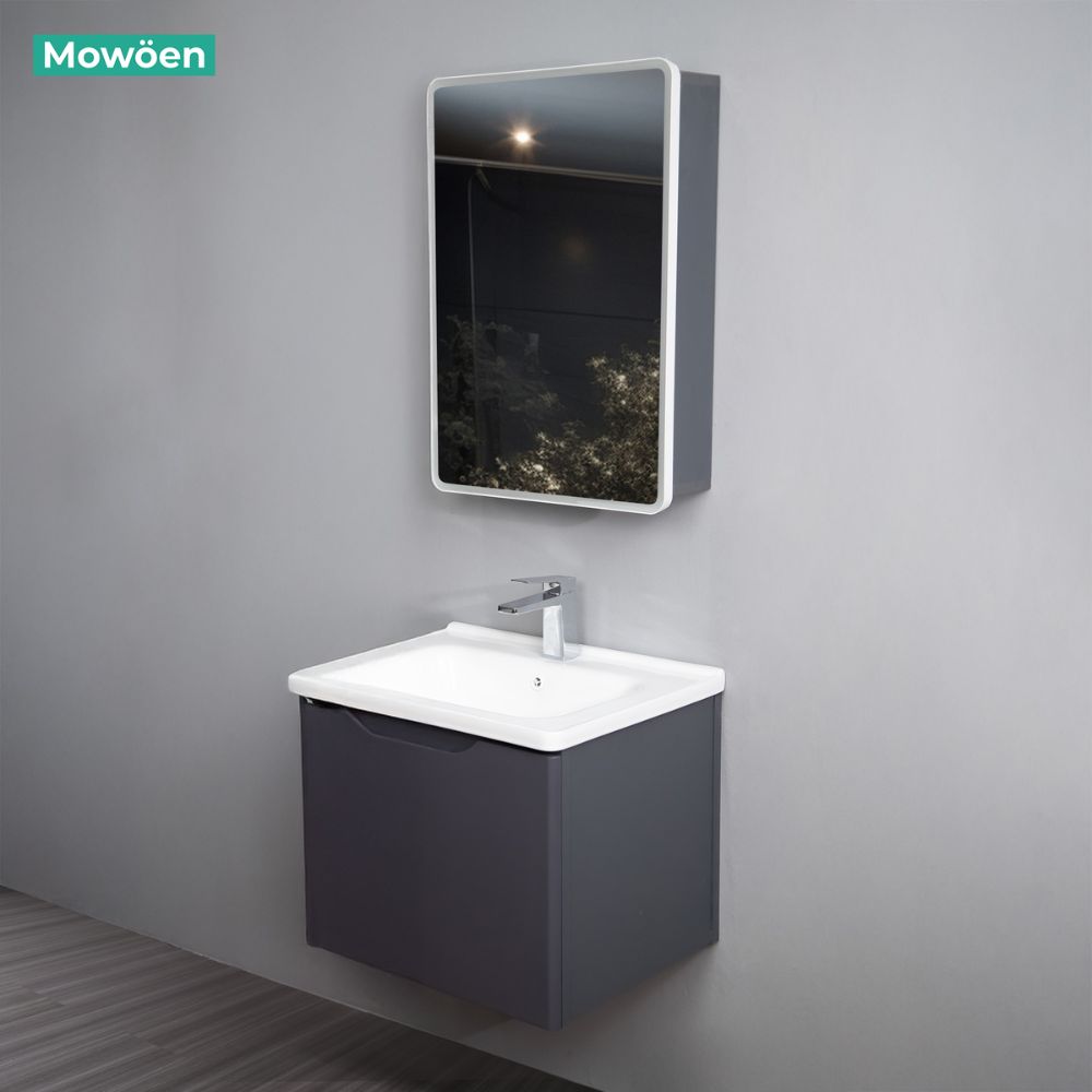 Bộ tủ chậu và tủ gương led size 600 mm MOWOEN MW2706-60PVC