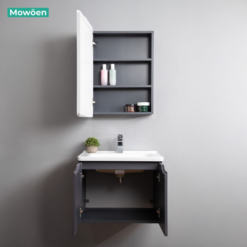 Bộ tủ chậu và tủ gương led size 600 mm MOWOEN MW2706-60PVC