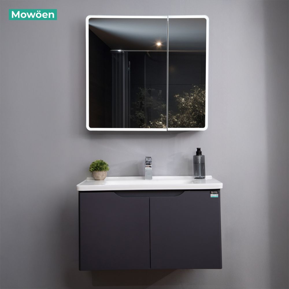 Bộ tủ chậu và tủ gương led size 800 mm MOWOEN MW2706-80PVC