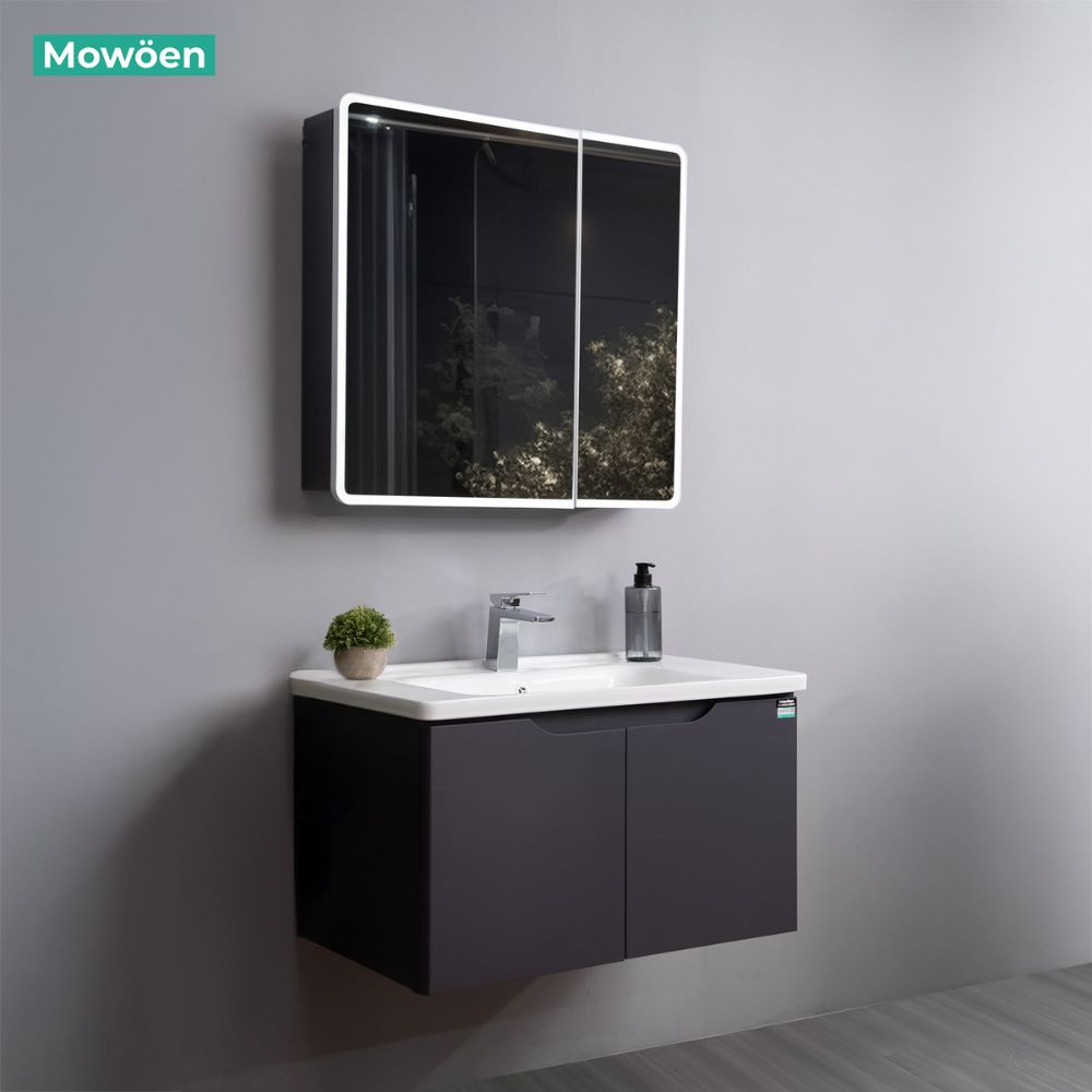 Bộ tủ chậu và tủ gương led size 800 mm MOWOEN MW2706-80PVC