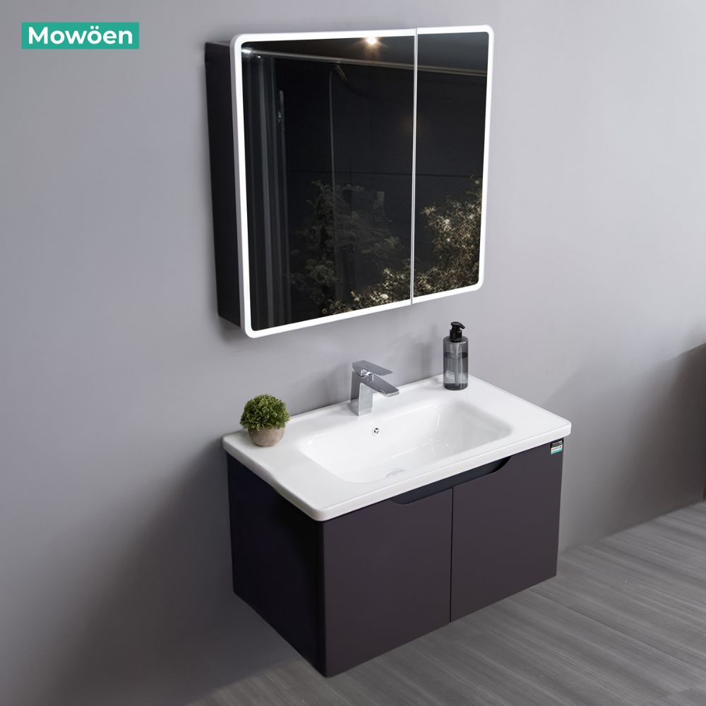 Bộ tủ chậu và tủ gương led size 800 mm MOWOEN MW2706-80PVC