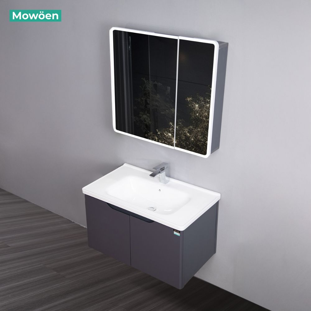 Bộ tủ chậu và tủ gương led size 800 mm MOWOEN MW2706-80PVC