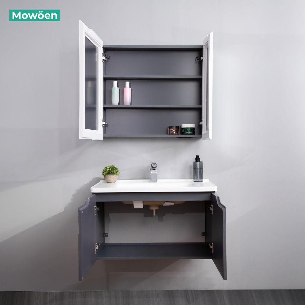 Bộ tủ chậu và tủ gương led size 800 mm MOWOEN MW2706-80PVC