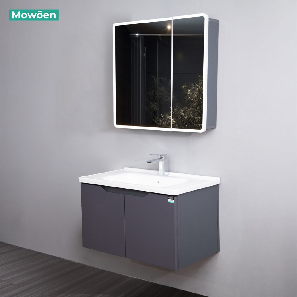 Bộ tủ chậu và tủ gương led size 800 mm MOWOEN MW2706-80PVC