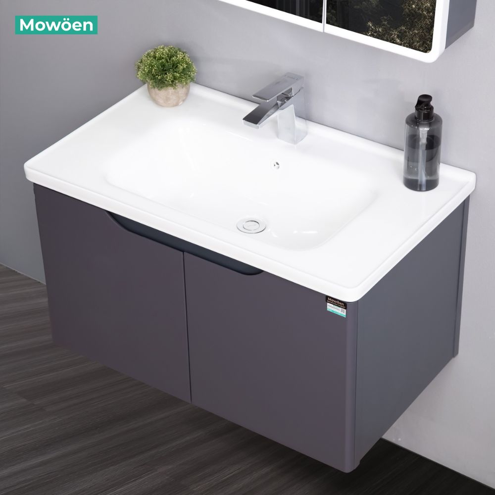 Bộ tủ chậu và tủ gương led size 800 mm MOWOEN MW2706-80PVC