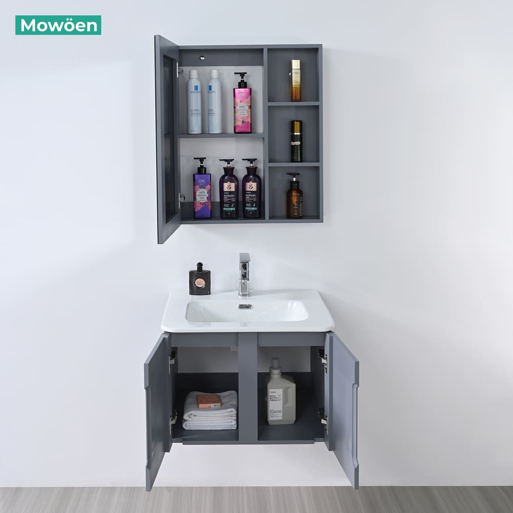 Bộ tủ chậu và tủ gương size 600mm MOWOEN MW2709-1-60PVC