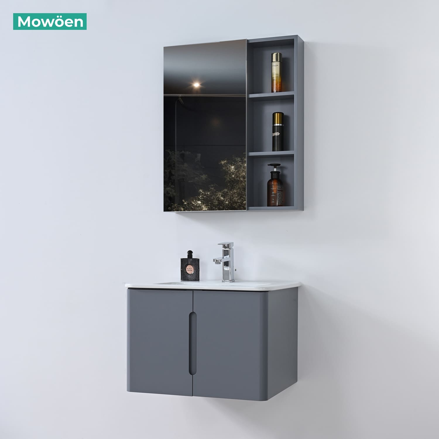 Bộ tủ chậu và tủ gương size 600mm MOWOEN MW2709-60PVC