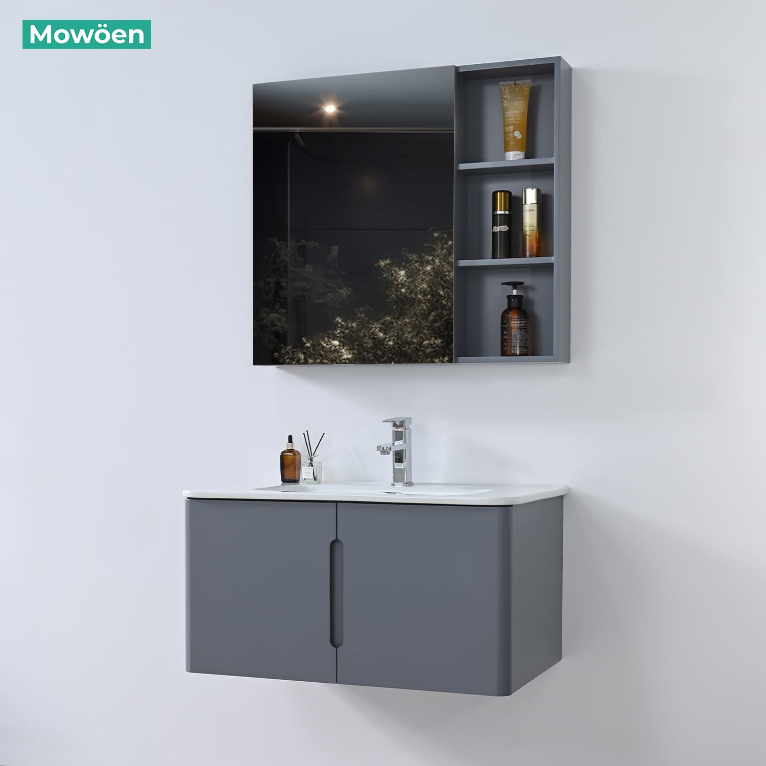 Bộ tủ chậu và tủ gương size 800mm MOWOEN MW2709-80PVC