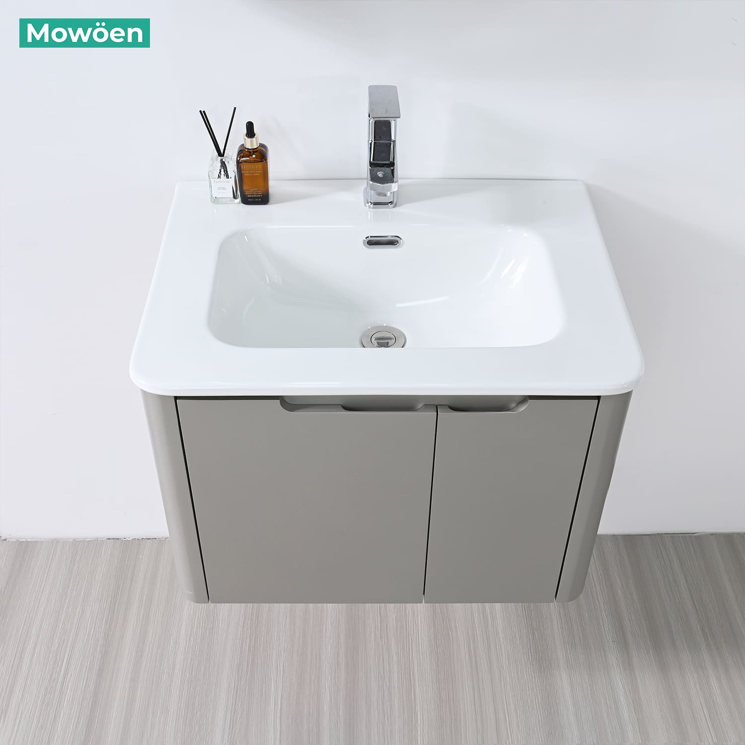 Bộ tủ chậu và tủ gương led size 600mm MOWOEN MW2710-60PVC