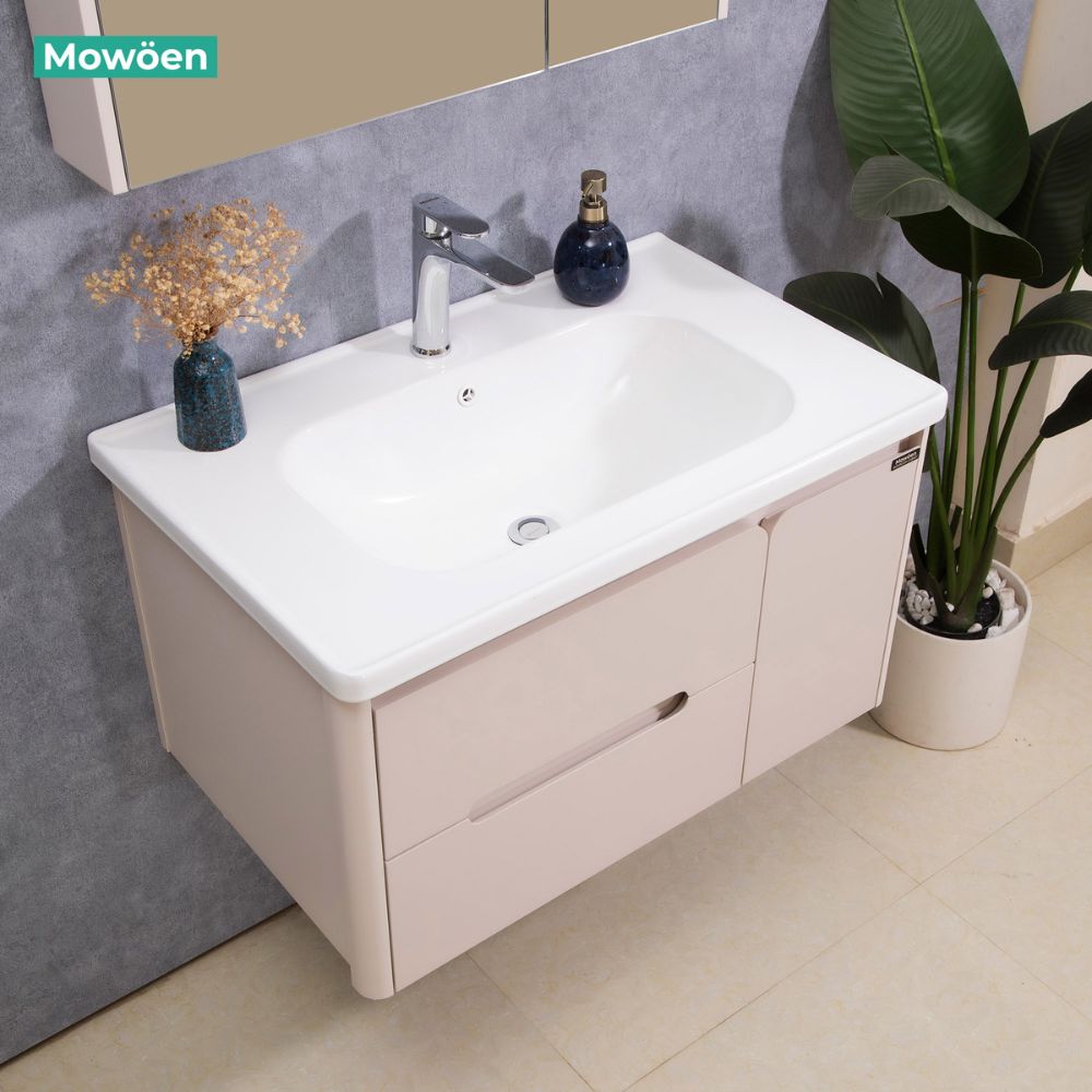 Bộ tủ chậu và tủ gương led size 1000 mm MOWOEN MW2711-100PVC