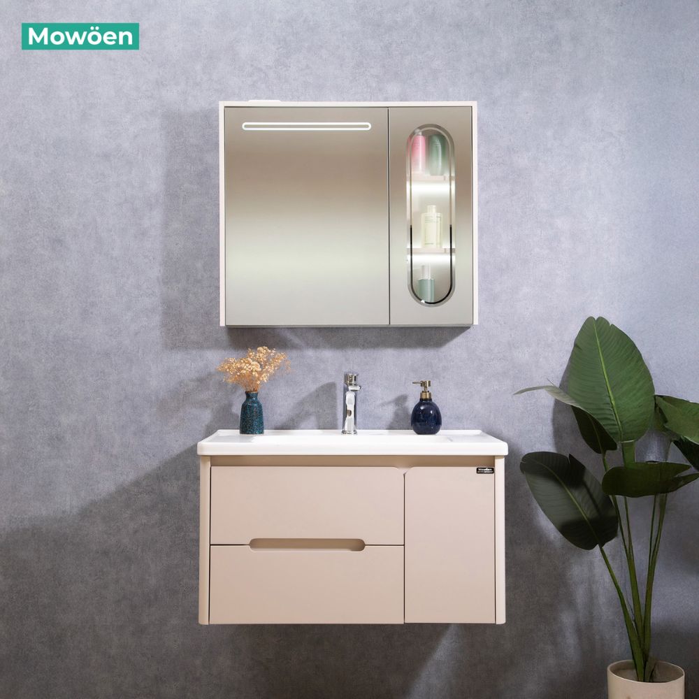 Bộ tủ chậu và tủ gương led size 1000 mm MOWOEN MW2711-100PVC