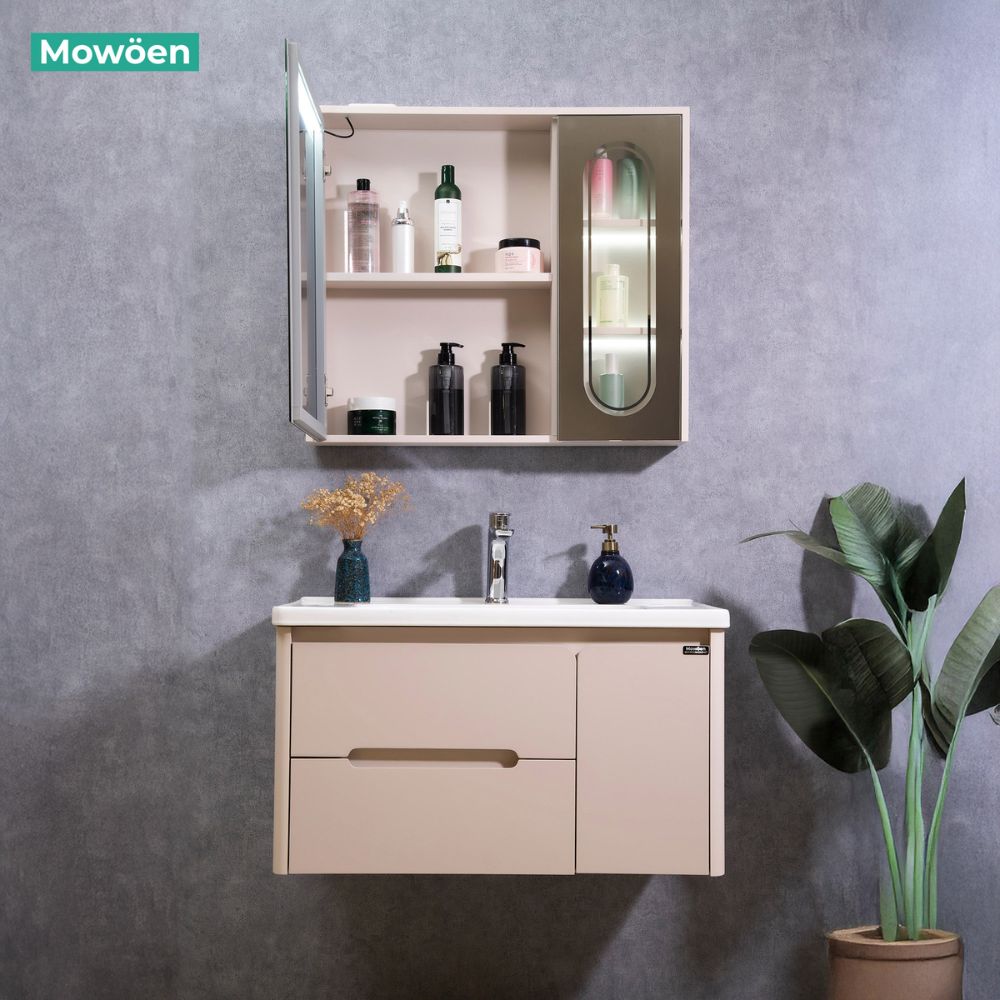 Bộ tủ chậu và tủ gương led size 1000 mm MOWOEN MW2711-100PVC