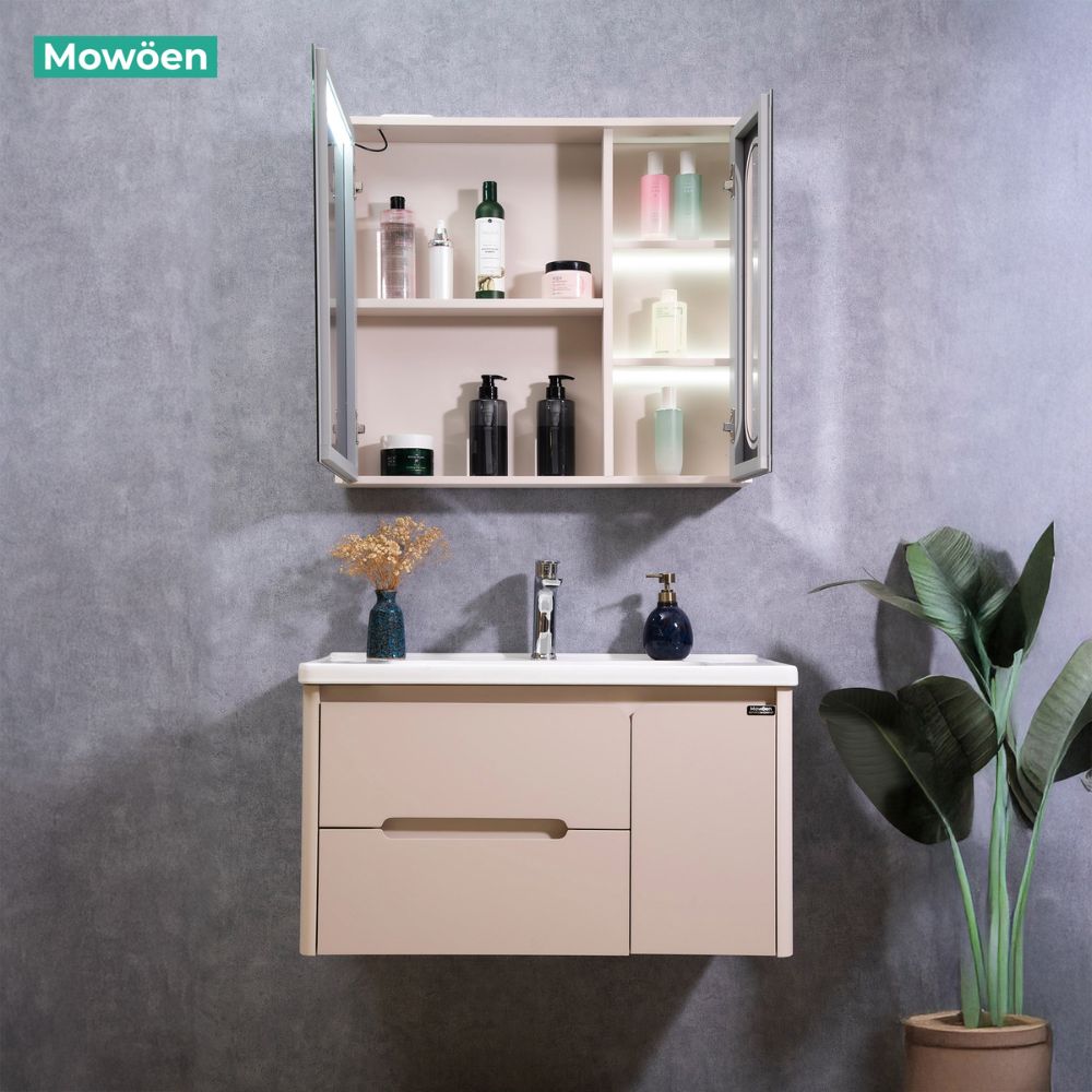 Bộ tủ chậu và tủ gương led size 1000 mm MOWOEN MW2711-100PVC