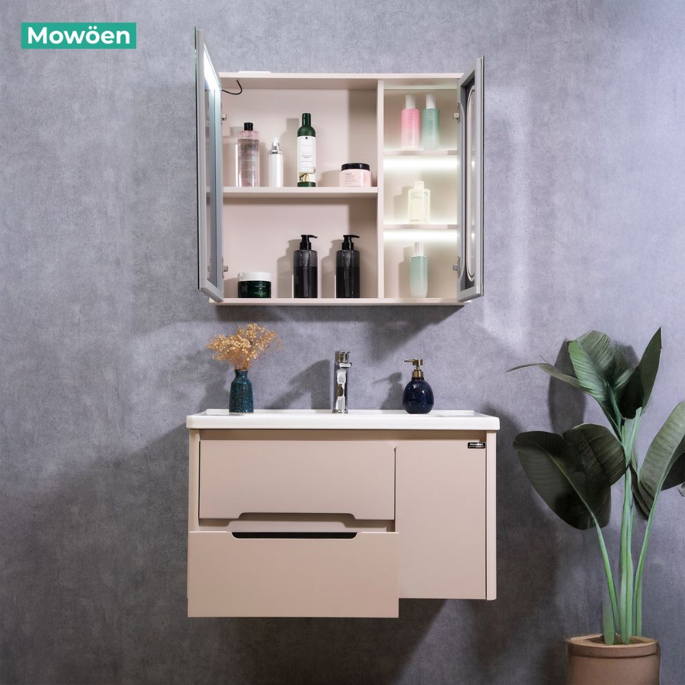 Bộ tủ chậu và tủ gương led size 1000 mm MOWOEN MW2711-100PVC