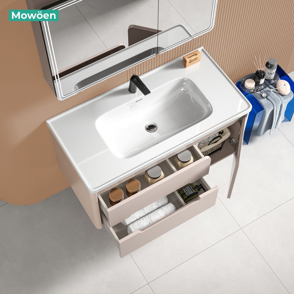 Bộ tủ chậu và tủ gương led size 800 mm MOWOEN MW2711-80PVC