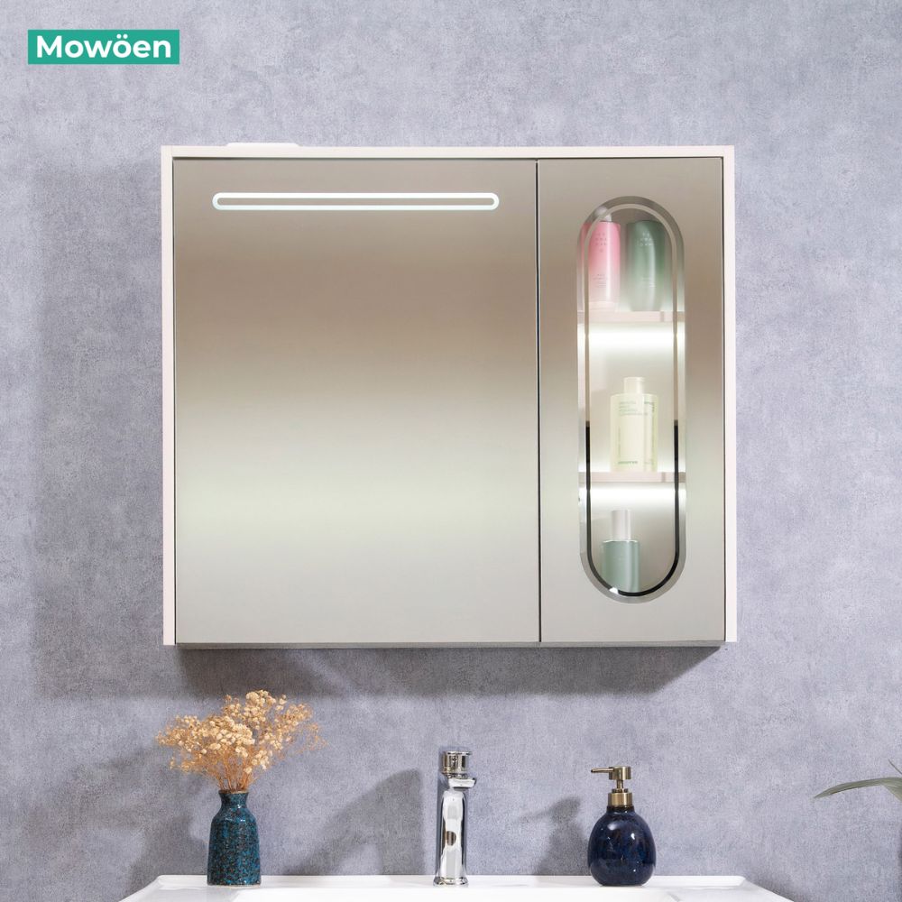 Bộ tủ chậu và tủ gương led size 800 mm MOWOEN MW2711-80PVC
