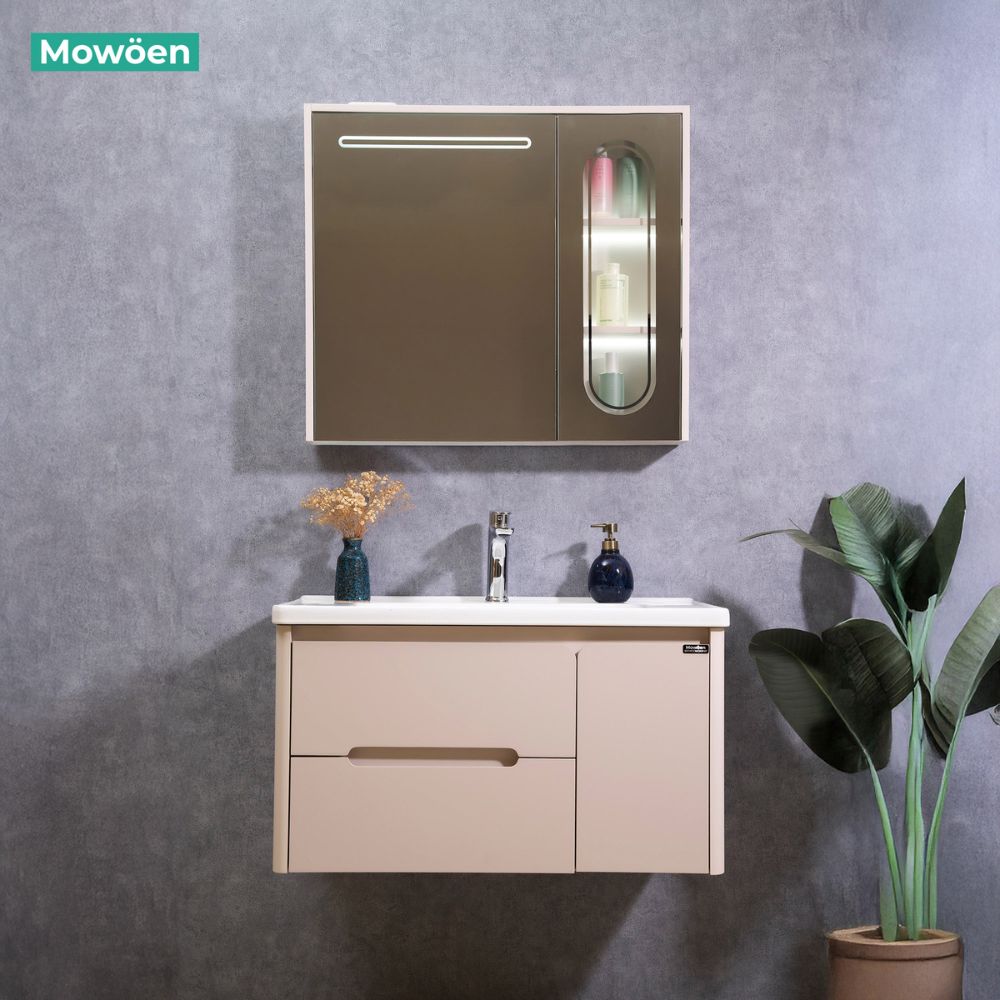 Bộ tủ chậu và tủ gương led size 800 mm MOWOEN MW2711-80PVC