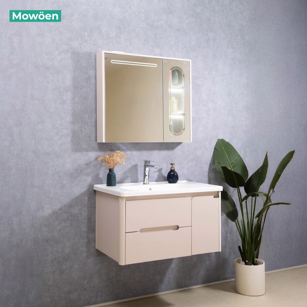Bộ tủ chậu và tủ gương led size 800 mm MOWOEN MW2711-80PVC