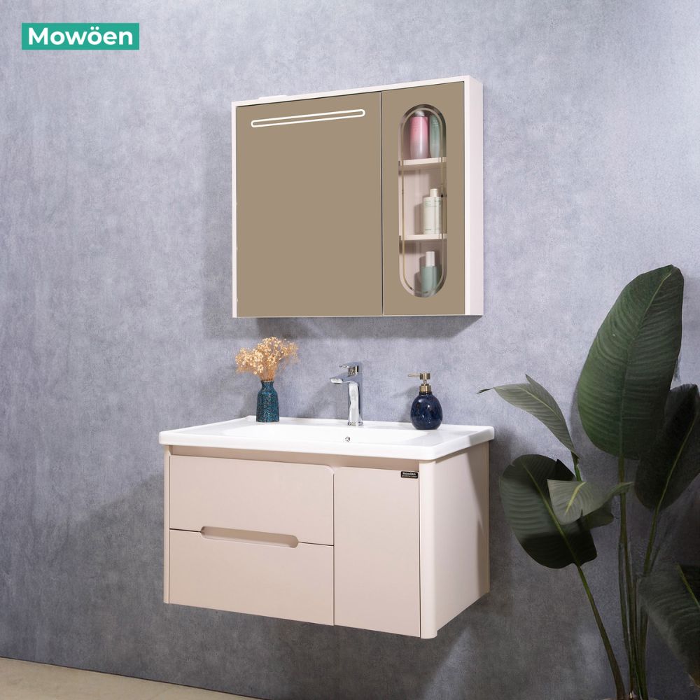 Bộ tủ chậu và tủ gương led size 800 mm MOWOEN MW2711-80PVC