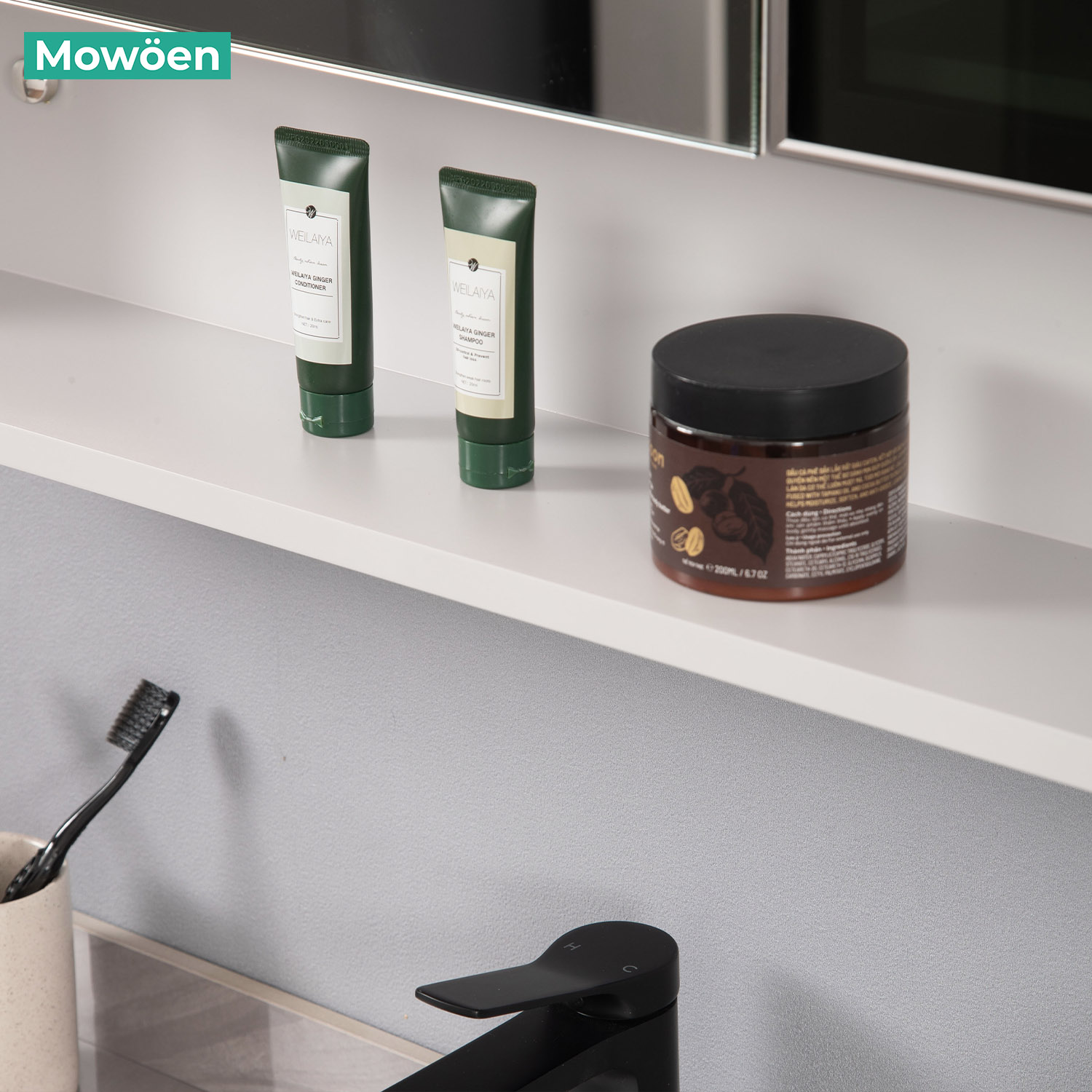 Bộ tủ chậu và tủ gương led size 800mm MOWOEN MW2805-80PVC