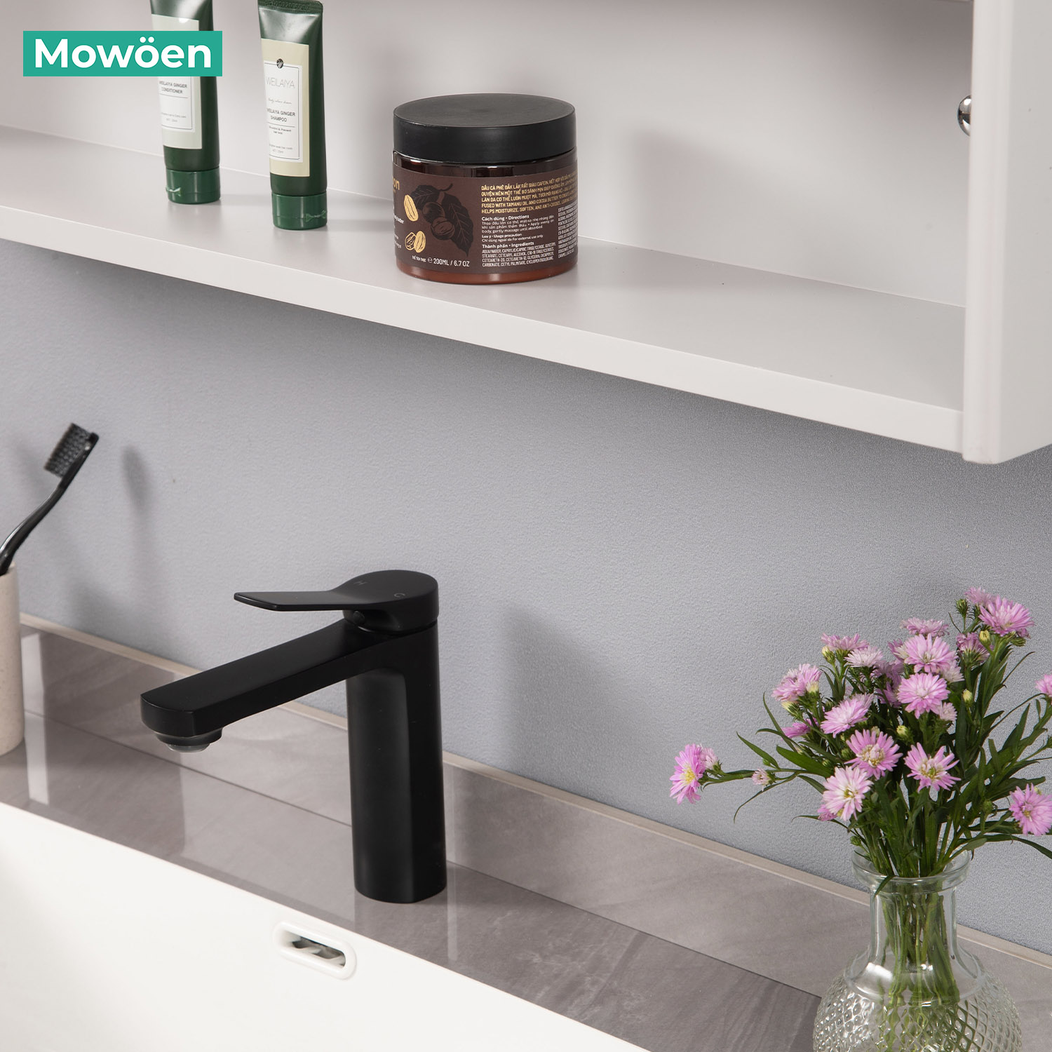 Bộ tủ chậu và tủ gương led size 800mm MOWOEN MW2805-80PVC