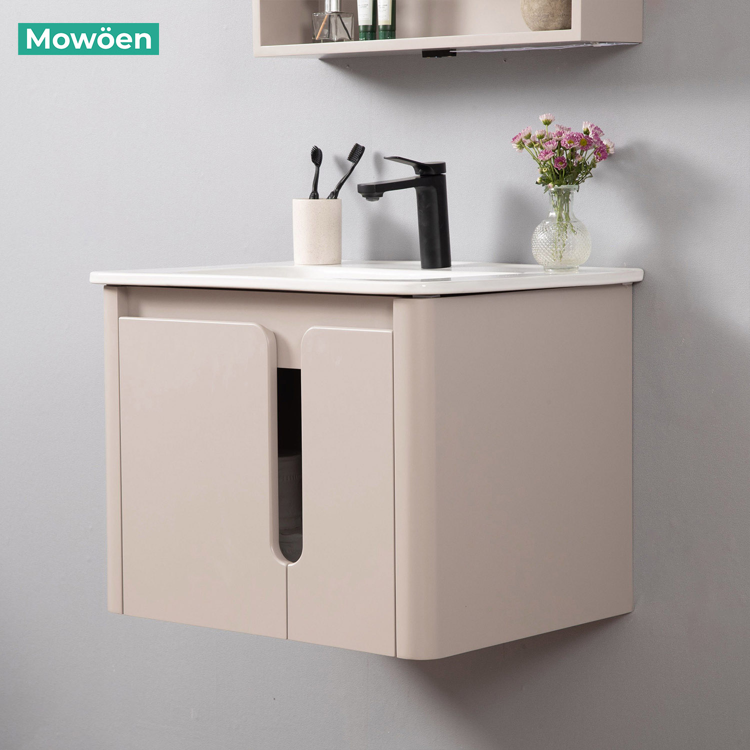 Bộ tủ chậu và tủ gương led size 600mm MOWOEN MW2807-60PVC