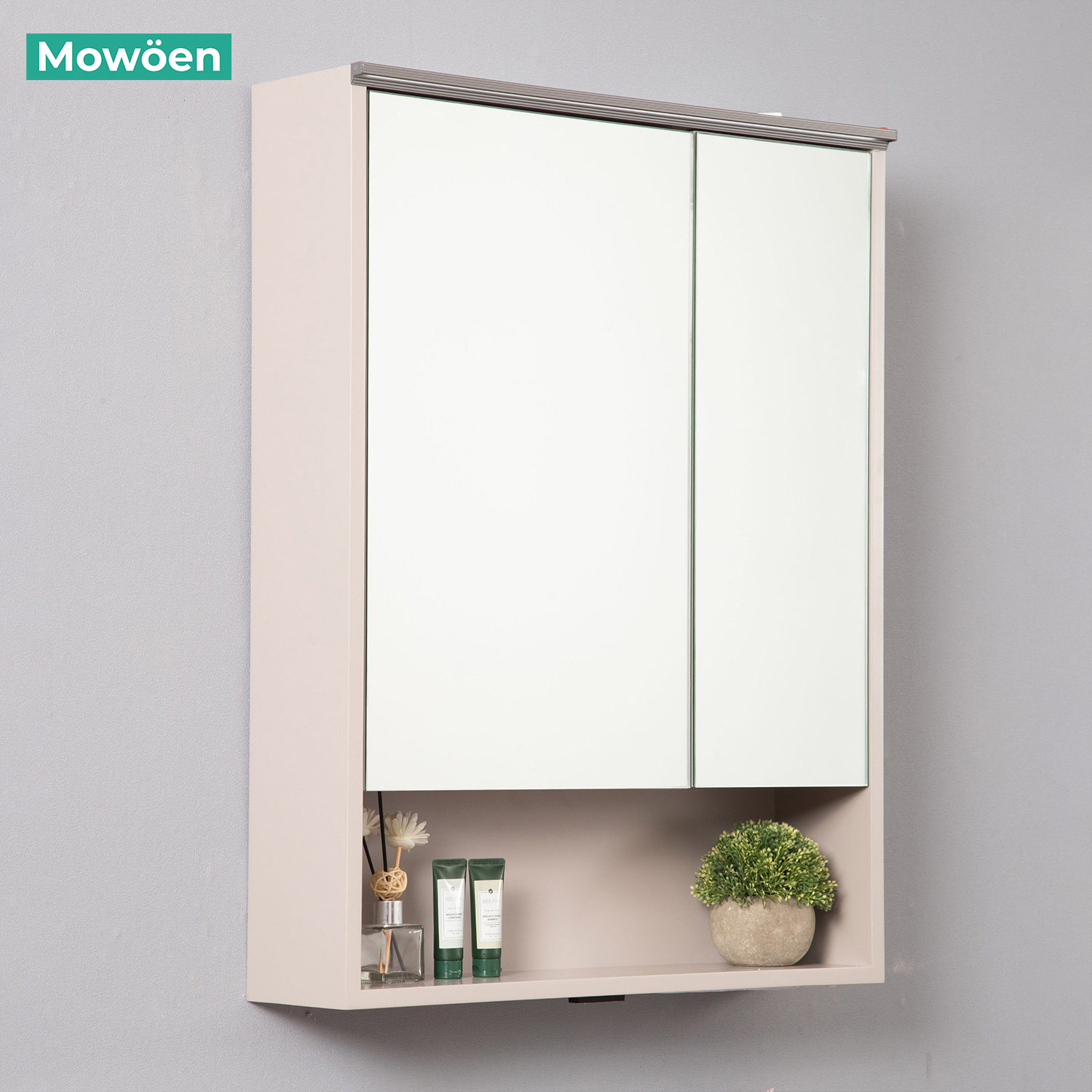 Bộ tủ chậu và tủ gương led size 600mm MOWOEN MW2807-60PVC