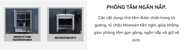 Bộ tủ chậu và tủ gương led size 600mm MOWOEN MW2807-60PVC