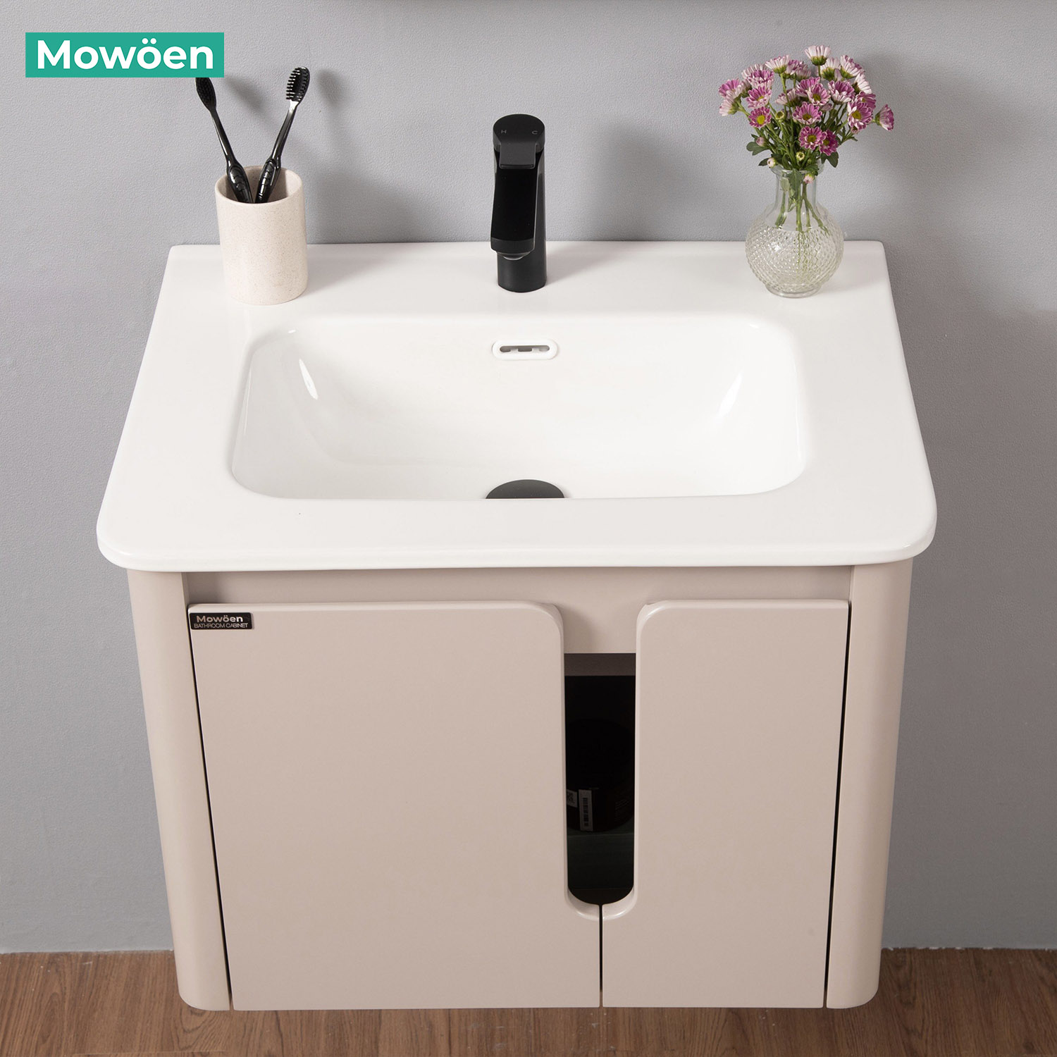 Bộ tủ chậu và tủ gương led size 600mm MOWOEN MW2807-60PVC