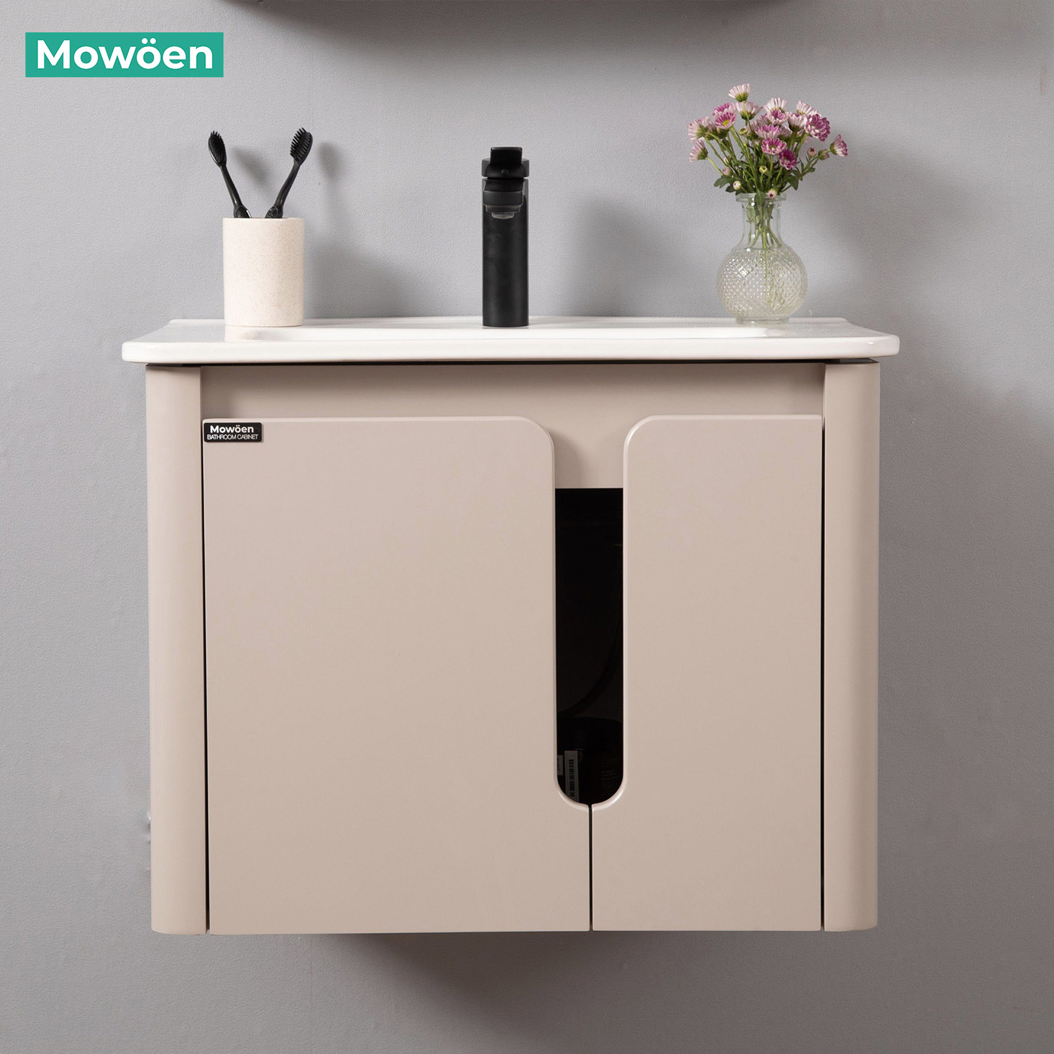 Bộ tủ chậu và tủ gương led size 600mm MOWOEN MW2807-60PVC